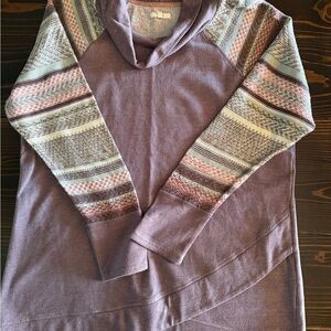 Women’s Purple Sweater with Patterned Sleeves